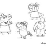 Imágenes para colorear amigos Peppa Pig: Emily Elephant, Zoe Zebra y Pedro Pony