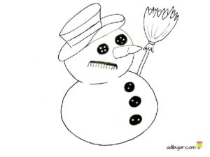 Dibujo de muñeco de nieve para imprimir, colorear, recortar y decorar